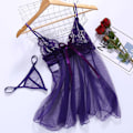 Miniatyrbillede 7 af 8: Eksklusiv blonde lingeri Babydoll BH Underundertøj Natkjole Lilla til kvinder Purple S