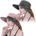 Pikkukuva 1 / 5: 2 kpl Naisten Poninhäntä Auringonhattu UV-Suojaava Bucket Hat