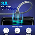 Miniatyrbillede 2 af 5: [3-pak 6ft] Kompatibel med Samsung Galaxy S9 S10 S8 Plus opladerkabel (3A hurtigopladning), TPE USB C Type opladerkabel