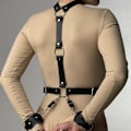 Miniatyrbilde 4 av 5: Sexy svart skinnkrage og armbånd for kvinner med integrert