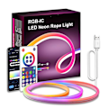 Miniatyrbillede 1 af 5: RGB LED Neon Rope Light med 16 millioner farver, Wifi Bluetooth Musikstyring til Soveværelse, Stue og Spilindretning