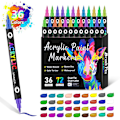 Miniatyrbilde 1 av 6: Akrylmalingpenner, permanente akrylmalingpenner med fin spiss og penselspiss 36PCS