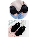 Miniatyrbilde 2 av 7: Vinterhansker for kvinner, myke og fluffy, vindtette fleece-hansker med varm vott-deksel for jenter Black