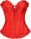 Korsett Toppar för Kvinnor, Bustier Shapewear Underkläder, Spets Midja Push Up Bodysuit röd röd red L