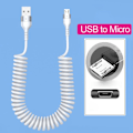 Miniatyrbild 1 av 10: Fjäder Data Kabel Mobiltelefon Laddningskabel VIT 1MMIKRO USB Vit White 1mMicro USB-Micro USB