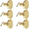 Miniatyrbillede 1 af 5: 6 stk. runde messingknopper, 25 mm massive hardware møbelskabsskuffe kommode håndtag knopper med skruer til køkken badeværelse soveværelse