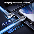 Pikkukuva 5 / 5: USB - USB-C latauskaapeli [1-pakkaus 6 jalkaa], 3-in-1 nopea latauskaapeli yhteensopiva