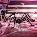 Pikkukuva 9 / 9: 5 jalkaa Halloween-ulkokoristeet Karvainen hämähäkki, Pelottava jättimäinen hämähäkki Väärennös Suuret rekvisiitat Pihan juhlan koristeluun, Musta