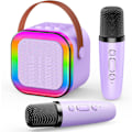 Miniatyrbild 1 av 7: Karaokemaskin med 2 mikrofoner, för flickor 3-15 år, leksaker, mikrofonleksaker för flickor, födelsedagspresenter Purple
