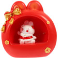 Miniatyrbillede 1 af 5: Sød rød kanin natlampe, bue dyre seng lampe | Pigers varmt gult lys børneværelse harpiks lampe kawaii kanin skrivebord hjem dekoration red 1pc