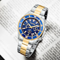 Miniatyrbillede 2 af 2: Herreure Chronograph i rustfrit stål Analog Quartz ur Vandtæt Herreur Armbåndsure Business Casual Modeur til mænd