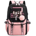 Large Capacity Travel Backpack with USB Charging - Trendy School Bag for Students with Laptop Compartment Pink