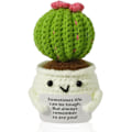 Miniatyrbild 1 av 5: Virkad Positiv Kaktus, Handgjord Stickad Kaktus Leksak Söt Rolig Potatis Emotionell Positiv Liv Dockor Prydnader Presenter med Uppmuntrande Kort