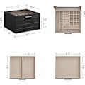 Miniatyrbillede 4 af 4: SONGMICS Smykkeskrin med låg, 3-lags smykkeopbevaring, med 2 skuffer, moderne stil, 20,3 x 23,1 x 13,5 cm, skyhvid og guldfarve UJBC239WT black