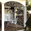 Miniatyrbilde 1 av 5: 12ft gigantisk rund Halloween edderkoppnett kunstig pels rekvisitt skummel utendørs dekorasjon for uteplass dør sammenleggbar edderkoppnett