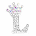 Miniatyrbillede 1 af 8: Modekrone 26 Initialer A til Z Krystal Rhinestone Broche Silver-L