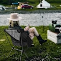 Miniatyrbillede 2 af 5: Bærbar Foldbar Udendørs Stol Rejse Fritid Ryglæn Ultralet Skammel Aluminium Legering Fiskestol Strandstol Rumstol (Sort)
