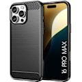 Miniatyrbild 1 av 4: Skydd för iPhone 16 Pro Max - Kolfiber Stötsäker Skydd Förstärkt Svart