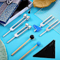Miniatyrbillede 3 af 5: 4-pak stemmegaffel sæt (128 Hz, 256 Hz, 512 Hz, 528 Hz) med stemmegaffel hammer til lydlydsvibration -ys