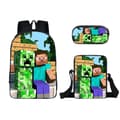 MINECRAFT Tryckt Ryggsäck 3-delat Set för Högstadieelever 19