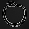 Miniatyrbild 4 av 5: Vit K Set 2564 Hip Hop Retro Imitation Pearl Halsband för Män