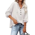 Miniatyrbillede 1 af 3: Dame Let Lettråb med Knapliste til Efterår White XL