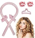 Värmefria lockstavar set om 4 med hårband och klämmor för värmefria lockar rosa hårstylingverktyg