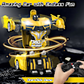 Miniatyrbild 3 av 5: Radiostyrd Bil, Transformer Robot RC Bilar med Coola LED-Strålkastare, 2.4Ghz Leksaksbilar med 360 Graders Rotation (Gul)