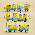 Miniatyrbilde 3 av 3: Weitengs Despicable Me Minionene Rollefigur Display Toy Pvc 12pc Sett Gult