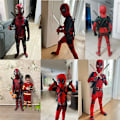 Miniatyrbild 5 av 5: Deadpool Kostym Superhjälte Cosplay Kostymer Superhjälte Barn Body 3D Stil Halloween Cosplay Kostymer Svärd Väska 6 6 6 6 140CM