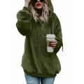 Miniatyrbilde 3 av 4: Damegenser med hette i teddyfleece, høst og vinter army green L