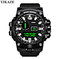 Miniatyrbild 2 av 6: YIKAZE Svart Klocka Militärklocka Digitala Herrklockor Vattentät Nedräkning Datum LED Elektronisk Armbandsur A-Black