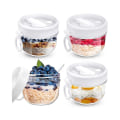 Miniatyrbild 1 av 5: 4 st Overnight Oats Behållare med Lock och Skedar, 20oz Overnight Oats Burkar Lufttäta Yoghurtbehållare