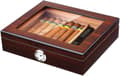 Håndlavet cigarhumidor, cedertræ cigar skrivebordsæske med befugter og hygrometer, glasplade