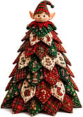 DIY Quilted Christmas Tree Fabric Kit, 3D Fabric Patchwork Craft Set for Beginners, Handmade Table Decoration for Home, Mantel, Table, Office #N