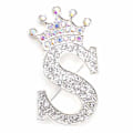 Miniatyrbillede 1 af 8: Modekrone 26 Initialer A til Z Krystal Rhinestone Broche Silver-S