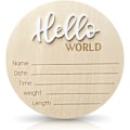 Miniatyrbild 1 av 7: Nyfödd Ankomstskylt, 15 cm Trä Hello World Skyltar Baby Välkomstskylt, Hello World Barnrumsinredning Skylt för Baby, Nyfödda Pojkar och Flickor Gåva