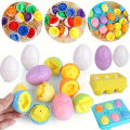 Miniatyrbild 1 av 6: Färg- och Formmatchande Ägg, Pedagogisk Påskäggset Leksak med Blå Äggställ