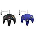 Miniatyrbild 1 av 5: 2-pack Klassisk Trådbunden N64-kontroll Retrospel 64-bitars Spelkontroll Joystick Ersättningskontroll 18 2pcs