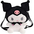 Miniatyrbilde 1 av 3: Kuromi plysjveske Cinnamoroll Ryggsekk Tegneserie Skulderpose Anime Lekepose for Anime Fans (Grå, En Størrelse), Svart