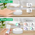 Miniatyrbillede 4 af 5: 2 stk. trådløse RGB LED-spotlights, batteridrevne accent-lys, dæmpbare indendørs mini-puck-lys med fjernbetjening, 4000K varmt hvidt, klæb på