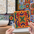 Miniatyrbillede 1 af 5: 24 Farverige Mandala Fliseklistermærker 15x15cm, Køkken Badeværelse_xx