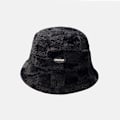 Miniatyrbilde 1 av 5: Lammeplysj fiskerhatt fleece rutete bøttehatt vinter Col Black