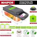 Miniatyrbilde 1 av 7: Grønnsakshakker, Pro Løkhakker, Multifunksjonell 13 i 1 Mathakker, Kjøkken Grønnsaksskiver Dicer Cutter, Veggie Chopper Med 8 Blad