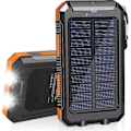 Miniatyrbilde 1 av 4: REMAKE Solcellelader 20000mAh, Vanntett bærbar solcellepanel-powerbank med doble 5V USB-porter/LED