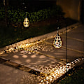 Miniatyrbillede 3 af 8: Hængende solcellelamper til udendørs brug i haven, Boho LED blomster vandtæt dekorativ metallampe til veranda, have, udendørs