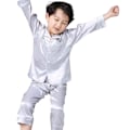 Miniatyrbild 1 av 3: Pyjamas långärmad set för barn, silkespyjamas med knäppning silver silver 160cm