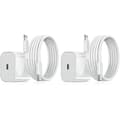 2-pakning - Lader for iPhone - Hurtiglader - Adapter + Kabel 20W Hvit 2-pakning iPhone_xx