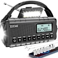 Pikkukuva 1 / 7: 10000mAh Vedenpitävä Hätäradio Kannettava Aurinkoenergialla Toimiva Käsikampi Säävaroitusratiolla AM/FM Taskulampulla Lukuvalolla SOS-hälytyksellä Black