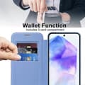 Miniatyrbild 3 av 5: Samsung Galaxy A55 5G Magnetic Case - Leather Card Holder with RFID Blocking, Flip Wallet Case Protective Cover Multicolor Multicolor Blue